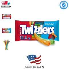 Twists Rainbow Flavored Licorice Style, Low Fat Candy Bags, 12.4 oz 6 Count