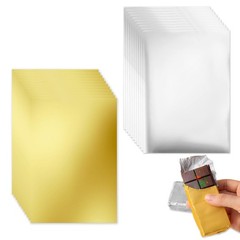 200 Foil Candy Wrappers 7.5×6 inches – Gold & Silver Chocolate Bar Wraps
