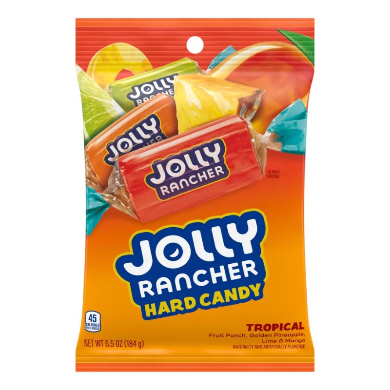 6x Jolly Rancher Tropical Hard Candy Peg Bag Fruit Snack Treats Bundle New 6.5oz