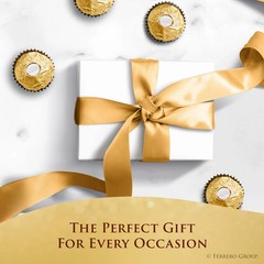 Ferrero Rocher Gourmet Hazelnut Milk Chocolate Gift Box, 12 Individually Wrapped