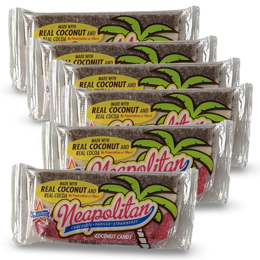 Atkinson’s Neapolitan Chewy Coconut Bars – 1.65 oz Bars, Pack of 6 | Nostalgic T