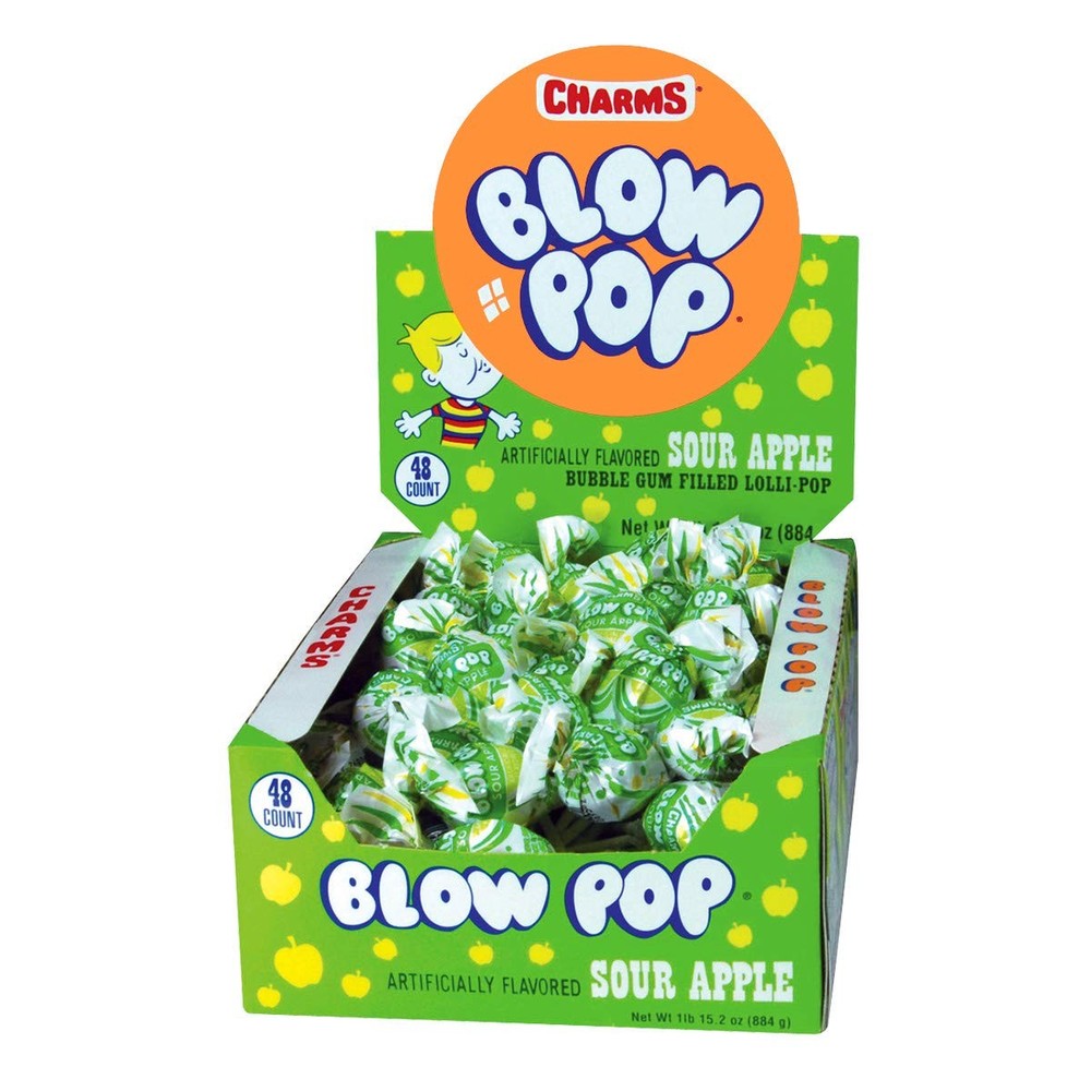 Charms Blow Pop Lollipops – Individually Wrapped 48 Count (Pack of 1), Green