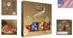Gourmet LINDOR Truffles Gift Box: Assorted Milk, Dark, White Chocolates, 7.6 oz.