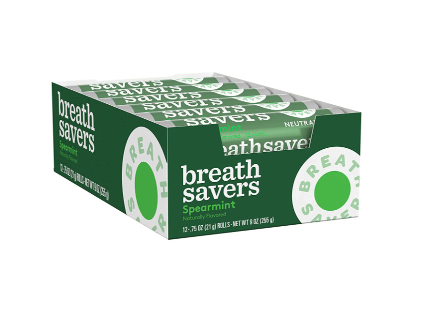 BREATH SAVERS Spearmint Sugar Free Breath Mints Rolls, 0.75 oz (24 Count)