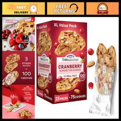 Cranberry Almond Thin Cookies – 25 On-The-Go Packs, 75 Crisps, 100 Calories Each