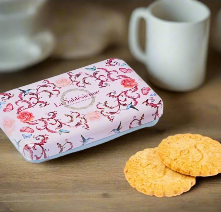 LA SABLESIENNE, SET OF 2 “L’oiseau Bleu” Mini Shortbread with Raspberry Tins