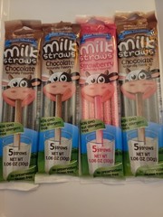 Milk Staws 4 Packs 5 Straws Each 3 Packs Chocolate 1 Pack Strawberry