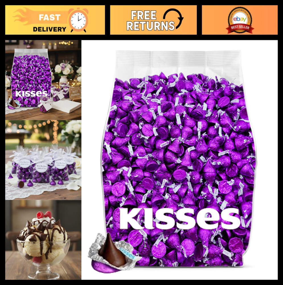 Bulk Dark Chocolate Kisses – 200 Individually Wrapped Candies for Parties & Trea