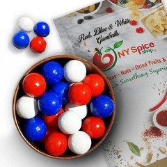 Decadent Red, White & Blue Gumballs – Gourmet Colorful Chewy Candy Delight Treat