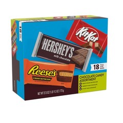 HERSHEY’S, KIT KAT and REESE’S Assorted 27.3 oz (18 Count, Pack of 1), Brown