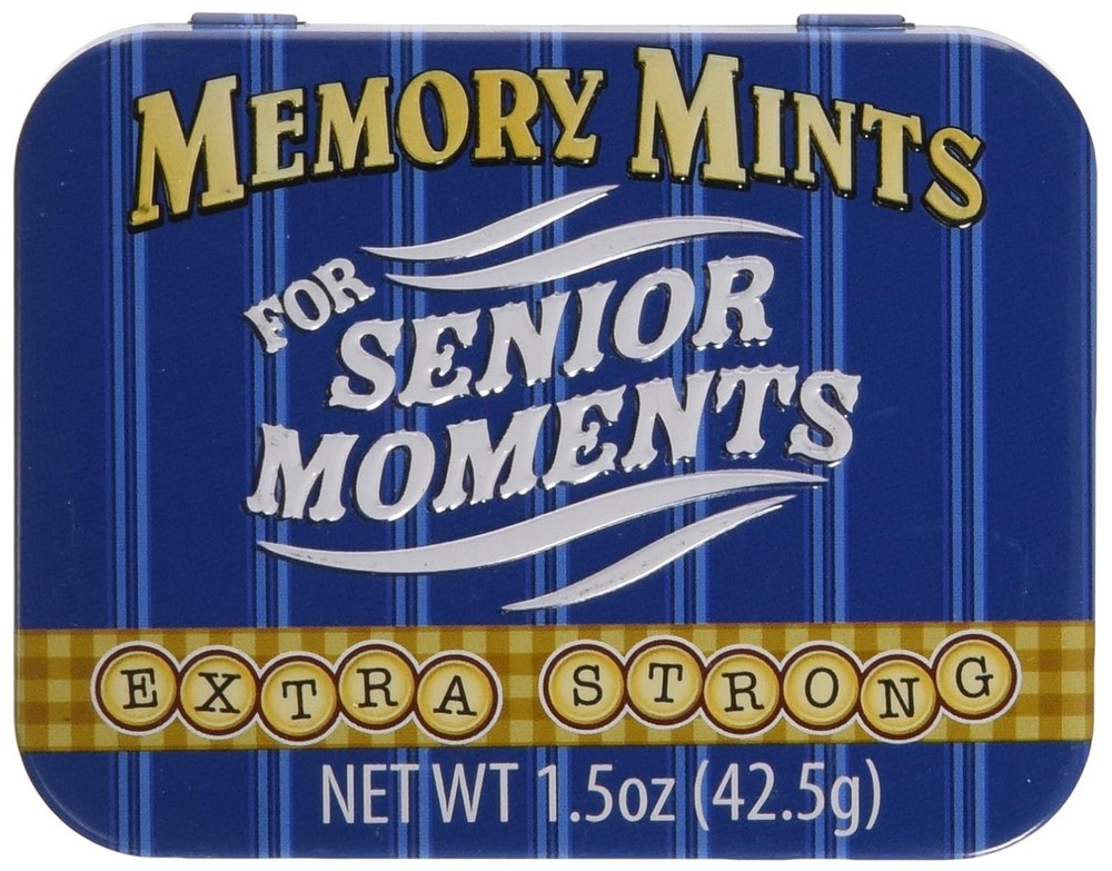 Boston America Gag Gifts Memory Mints, Sugar Candy for Senior Moment Fun Gag Tin