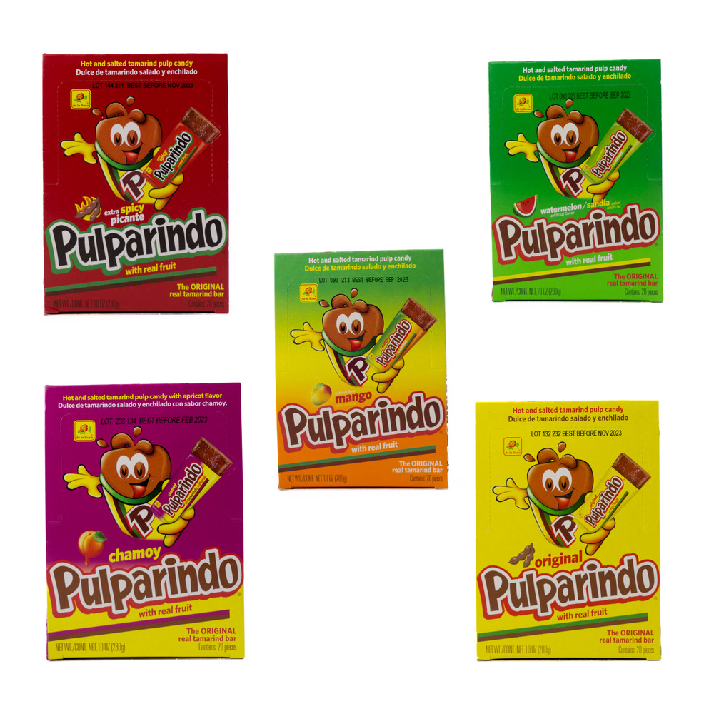 5 Packs 100 Pcs Pulparindo Assorted Flavors Hot & Salted Mexican Candy