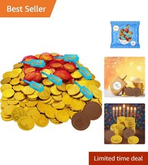 6 Pack Hanukkah Chocolate Gelt Mesh Bags 24 Milk Coins Kosher Certified