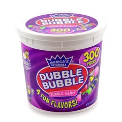 300 Count Resealable Tub of Assorted Fruit & Bubble Gum – Original, Watermelon,