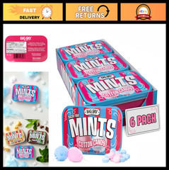 Sugar Free Cotton Candy Mints – 50 Count Tin (Pack of 6) | Vegan, Kosher, Gluten