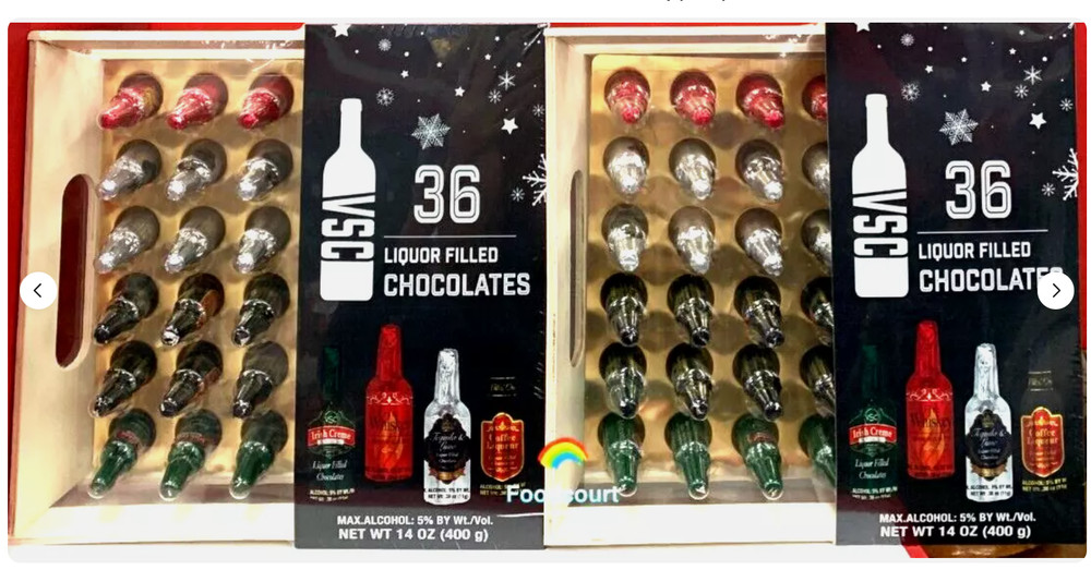 2 Packs ”VSC” Liquor Filled Chocolates Gift Wooden Box 36ct Each, Total 72 ct