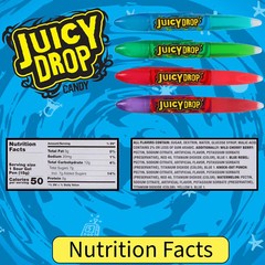 Juicy Drop Sour Gel Pens Candy, 24 Count