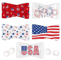 Patriotic Buttermint Candy 13 Oz 100 Count Individually Wrapped Red White Blue M