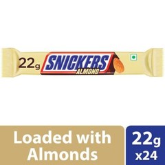 (Pack of 24) Snickers Almond Filled Chocolates Bar (22gm Each) (24 x 22gm)