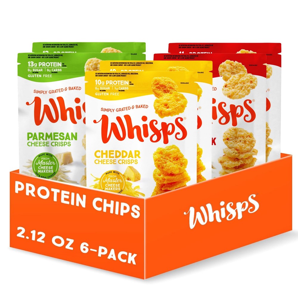 Whisps Cheese Crisps Variety Pack | Protein Chips | 2.12 Ounce (Pack of 6)