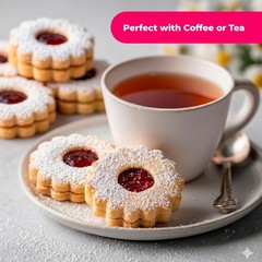 Mini Raspberry Linzer Cookies, Cookies Shortbread with Raspberry Filling-8oz