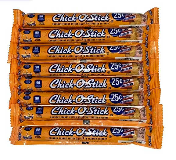 Chick O Stick Candy Bars 8 Pack BROKEN Crunchy Peanut Butter & Coconut
