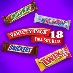 SNICKERS, TWIX, MILKY WAY & 3 MUSKETEERS Individually Wrapped Variety Pack Full