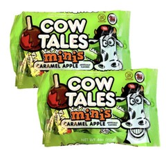 2ea 4 Oz Bags Cow Tales Minis CARAMEL APPLE Chewy Cream Center Candy-SHIP N 24H
