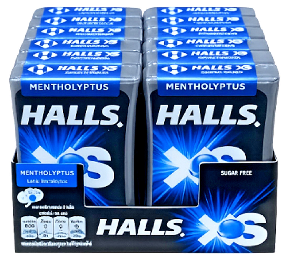 Halls XS Mentholyptus Sugar Free Mints Strong Menthol Cooling Candy Fresh Breath
