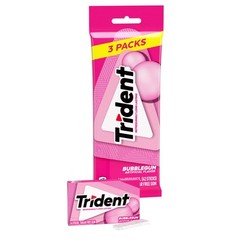 Trident Bubblegum Sugar Free Gum Pack of 3 Chewing Gum 42 Pieces Total