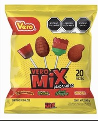 Paletas Vero Mix Banda Fuego/Vero Assorted Spicy Lollipops 290g/10.22oz