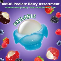 AMOS Peelerz Berry Mix Gummy Candy, Peelable Fruit Snacks, 8.47oz Dispenser B…