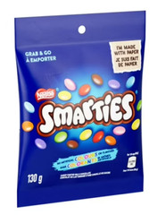 Nestle Smarties Candy Coated Milk Chocolate Pouch, 130g