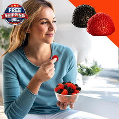 Berries Gummy Candy – 1 Pound Bulk Bag, Crunchy Red and Black Candy – Raspberry