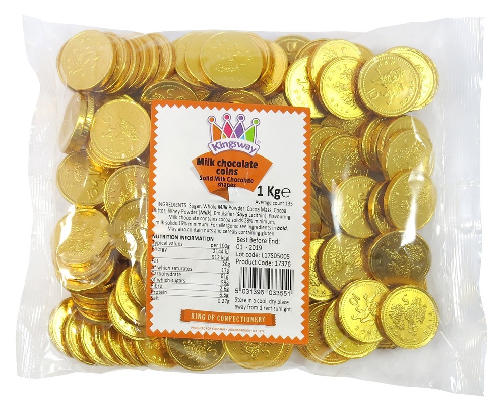 KINGSWAY GOLD MILK CHOCOLATE COINS 1KG