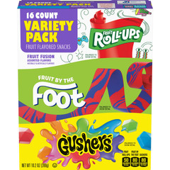 Fruit Roll-Ups, Fruit by the Foot, Gushers Gluten Free Fruit Flavored Snacks (16