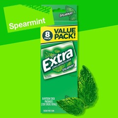 Extra Spearmint Sugar Free Gum Back To School Chewing Gum, 8 Pack.