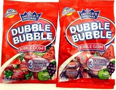 Dubble Bubble ~ 3 Flavor Fruit Mix Double Bubble Gum Chewing ~ two 3.3oz bags