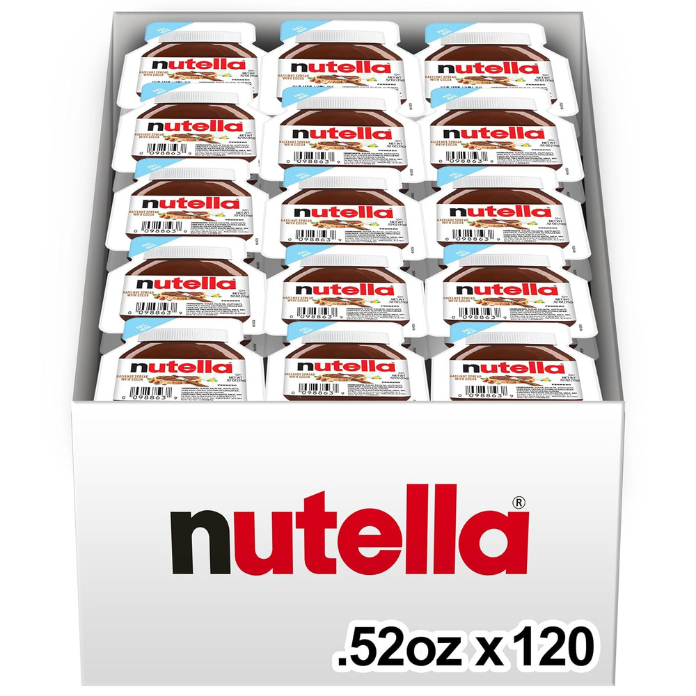 Hazelnut Spread with Cocoa for Breakfast, Bulk 120 Pack Mini Cups, 0.52 Oz Each,
