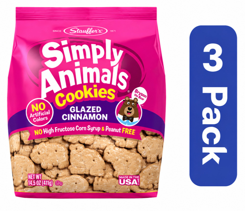 Simply Animals Glazed Cinnamon Cookies 14.5 oz (Pack Of 3)