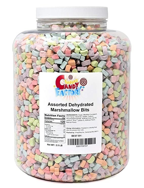 Dehydrated Marshmallow Bits Assorted in Jar 2.5 Lbs