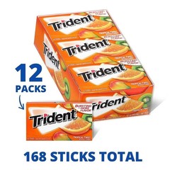 Trident Tropical Twist Sugar Free Gum, 12 Packs of 14 Pieces 168 Total Pieces…