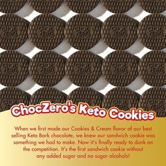 ChocZero Keto Dunkies Chocolate Sandwich Cookies with Creme, No Added Sugar, Glu