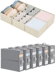 Bundle of 8 Pack Drawer Organizers for Clothing & 6 Pack Bed Sheet Organizers an
