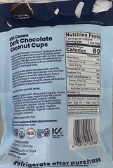 ChocXO 85% Cacao Organic Dark Chocolate Coconut Cups 3.45 oz Bag