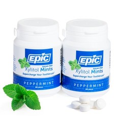 Epic 100% Xylitol Mints – Aspartame Free, Sugar 180 Count (Pack of 2), white