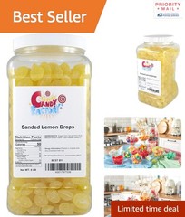 Sanded Lemon Drops 2.7 Kg Reusable Jar Sweet Sour Candy for Special Occasions