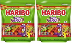 2 Pack Haribo Twin Snakes Gummy Candy Sweet Sour 8.3oz Resealable Free Ship