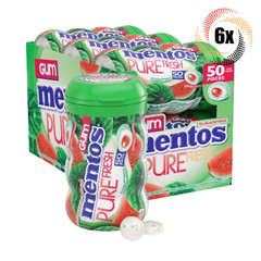 Full Box 6x Bottles Mentos Pure Fresh Watermelon Gum | 50 Pieces Each | 3.53oz