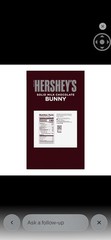 Hershey’s Solid Milk Chocolate Bunny 14 oz Box, Milk Chocolate Easter Candy